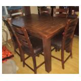Dining Table With Built In Leaf And 6) Barstool
