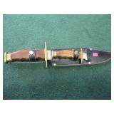 Wood and Brass Knife Set with Leather Case