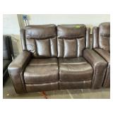 Brown Leather Reclining Loveseat