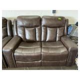 Brown Leather Reclining Loveseat