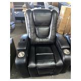 Black Leather Recliner with Cup Holders
