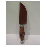 Damascus Flower Hunter, 8.75" Overall, Burned Wood