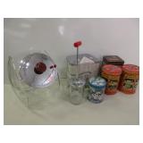 Tin Cannisters, Glass Treat Cannister, Food-