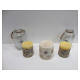 Glass Lanterns, Decorative Candles with Flowers-