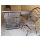 Desk and Vintage Wood Chair