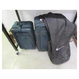 2) Suitcases, 1) Golf Bag Cover