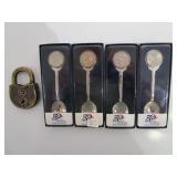 4) State Quarter Collector Spoons, Vintage Lock