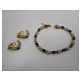 Diamond And Sapphire Bracelet And Earrings