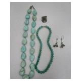 Stone And Bead Necklaces, Bell Earrings, Ring