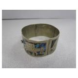 Sterling Mexico Bracelet With Abalone Inlay