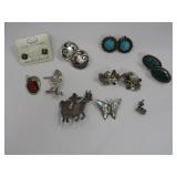 Sterling Pendants, Pins, Earrings (Some Signed)