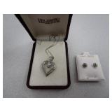 Diamond Pendant Necklace10k, Earrings 14k