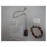 Sterling Pollack Bracelet, Thailand Stone Necklace