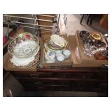 Assorted Glassware and China Plates