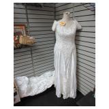 Corset Style Wedding Dress with Train and Stand