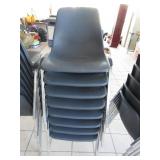8) Stackable Blue Chairs