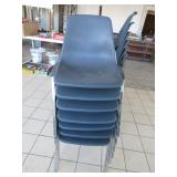 7) Stackable Blue Chairs