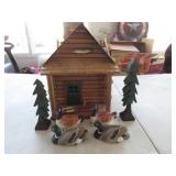 Household Decor with Log Cabin and Ducks,