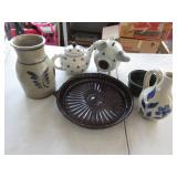 Stoneware Vases, Plates, Bowl, Tea Pot