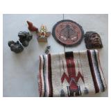 Wooden Decorative Pieces, Tiki Man, Weaved Mat, F,