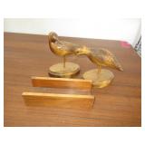 2) Wooden Birds, Wood Stand