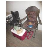 2) Camping Chairs, Cooler, Clothsline, Cloths Pins