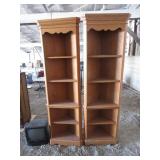 2) Corner Book Shelves with Sansui VHS Personal TV