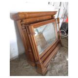 Wooden Fireplace Facade, Mirror with Wooden Accent