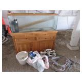 Large Fishtank on Wooden Stand with Pump, Sand,