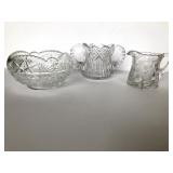 (3) Crystal Dishes, Bowl, Vase, Pitcher