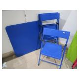 Kids Blue Table With 3) Blue Chairs