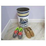 Brigham Young University Trash Can, 2) Pair Shoes