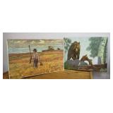 Bear Canvas And Farmer In The Field Print