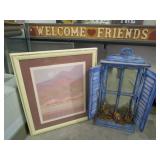 Blue Wall Decor With Movable Shutters, Picture,