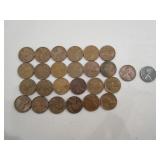 25) Wheat Back Pennies, 1) Steel Wheat Back Penny