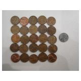 25) Wheat Back Pennies, 1) Steel Wheat Back Penny