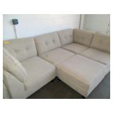 Cream Family Sized Couch with Ottoman