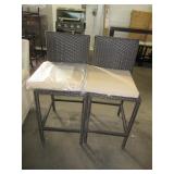 2) Wicker Bar Stools with Cushions