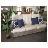 Patio Sofa with Decorative Pillows, Artificial