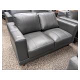 Gray Leather Love Seat