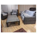 Rattan Style Patio Sofa And Chair With Table
