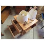 End Table, 2) Moveable Wall Lamps End Table, 2) Moveable Wall Lamps