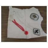Belt Buckle, Bead Necklaces, Leather Piece Belt Buckle, Bead Necklaces, Leather Piece