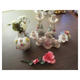 Porcelain Floral Collectibles, Candlestick Holders Porcelain Floral Collectibles, Candlestick Holders