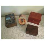 3) Wood Musical Trinket Boxes, 3) Wood Musical Trinket Boxes,