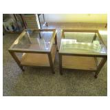 2) Glass Topped End Tables 2) Glass Topped End Tables