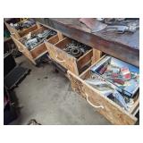 Wooden Work Table With Contents In Drawers Wooden Work Table With Contents In Drawers