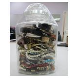 Glass Jar of Treasure: Coins, Rings, Jewelry,
