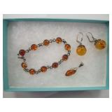 Sterling and Amber Set