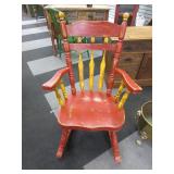 Wood Rocking Chair Painted Red And Yellow